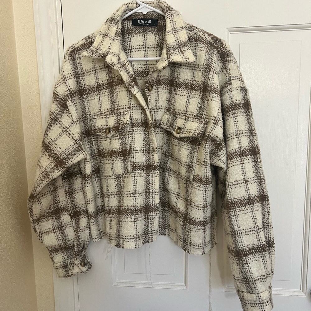 Women's Plaid Jacket - Brown and Cream